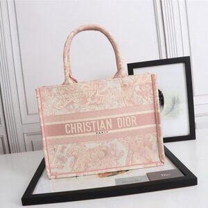 Authentic Christian Dior Toile de Jouy Book Tote - Medium Canvas
